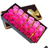 Fleurs décoratives couronnes 18pcs artificiels rose de bain floral de bain fleur pétales avec boîte cadeau pour les anniversaires anniversaire mariage vale dhpr0