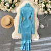 Casual Dresses Seoulish Autumn Winter Twist Women's Wrap Knitted Long Sleeve Sheath Knitwear Office Bodycon Dress Female 2024