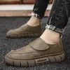 Casual Shoes Autumn Men's Flat Leather Fashion Slip On Walking For Men Outdoor Round Toe Platform Male Sneakers