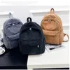 Bolsas escolares de la moda Mochila mochila Pura de color puro Cornuroy adolescente Glaca femenina