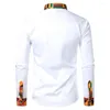 Men's Casual Shirts Men Long Sleeve Shirt Stylish Slim Fit With Stand Collar Office Workwear Print Contrast