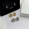 Designer Celine Jewelry Celins Celi Home Saijia New Love Boucles d'oreilles en diamant Full French Small and Popular High End Peach Heart Silver Needle Live Broadcast