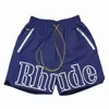 Trendy RHUDE collection letter 3M reflective casual shorts for men and women American high street beach pants