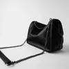 Shoulder Bags Rhombus Black Rock Soft Single Oblique Span Chain Bag Luxury Handbags For Woman 2024 PU Leather Messenger