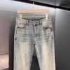 Designer jeans voor heren 2023ss herfst/winter loe yi heren mode gewassen kleur elastische rechte buis denim high -end broek