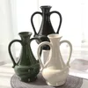 Vaser förenklad kinesisk stil retro keramisk dubbel örat vas vardagsrum foajé torr blommor arrangemang enhet