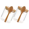 Garrafas de armazenamento 2 PCs Vidro Cadeias de tampas aéreas Terrarium Bamboo Recipientes Gotas de capa de alimentos Despensa