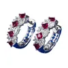 Orecchini per borchie Pigeon Blood Red Diamond S925 Silver Women's Fashion Colorful Treasure Artificiale per l'uso quotidiano