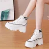 Scarpe casual 8 cm Piattaforma femminile Stivali alla caviglia della caviglia inverno inverno motocicletta calda motocicletta morbida sneaker in pelle covona