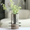 Vases Minimalism Metal Cylinder Vase Flowers Pots Desk Decoration Ornaments Flower Arrangement Floral Room Aesthetic Decor