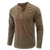 Couleur de chemise Henley pour hommes Blogage de t-shirts à manches longues