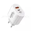 40W Fast Charger 3A 3 Ports Dual PD Typ C Wall Charger Power Adapters för iPhone -laddning Samsung S20 S22 UTRAL HTC Xiaomi Huawei