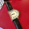 Top Fashion Quartz Watch Women Gold Sier Dial Black Leather Strap Wristwatch Classic Irregular Shape Design Ladies Casual Clock 1912