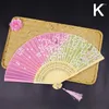 Decorative Figurines Ancient Style Folding Fan Portable Bamboo Peach Blossom Craft Pink Dance Wedding Party Gift Ornament Decoration