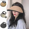 Visors Adjustable Foldable Beach Hat Portable Wide Brim Roll-up Empty Top Cap Summer Casual UV Protection Sun Hat Y240417