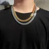 Wholesale 24k Gold Plated Chunky Cuban Chain Necklace Copper Cuban Link Chain Hip Hop Cuban Chain Stainless Steel Jewelry