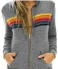 Tweede stuk broekontwerpster voor dames Hoodie Oversized Rainbow Stripe Lange mouw Sweatshirt Zipper Pocket Coat Jacked Spring Casual verbeterde materiaal Good Quanlity #LL8