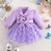 Девушка платья Prowow 3-24M Baby for Girls Sweet V-образное лоскутное платье бабочка платье принцесса рождена детская одежда