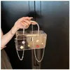 Totes Party Shoulder Bag Lady Acrylic Transparent Box Designkedja Cross Body Fashion Hand Hålls liten fyrkant