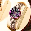 Zegarek poedagar romantyczne kryształowe damskie zegarki Diamond Waterproof Wathood Watch Watch Luksusowe zegar ze stali nierdzewnej Rose złoto D240417