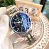 Armbandsur med lyxiga mekaniska piloter Titta på automatiska dagdatum Blue Black Fashion Watches