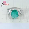 Cluster Rings Retro Design Women Green Crystal Party 925 Серебряные ювелирные украшения Стиль Стиль Винтаж для женщин