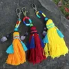 Decorative Figurines Colorful Chain Hanging Rope Braided Keychains Ore Rock Amethysts Purple Crystal Cluster Charm Long Tassel Keyring Key