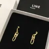 Designer Celiene smycken Celins Sailins Nya triumfbågar dubbelringörhängen för kvinnor med en avancerad och personlig temperament mässing guldpläterad CE-stil