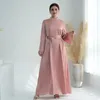 Abbigliamento etnico 2024 Diamond di Eelgant Abayas For Women Satin Maxi Party Dress Dubai Turchia Kaftan Abaya Eid Ramadan Islamic