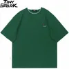 Männer T-Shirt Streetwear Lustige Hund Stickstätte T-Shirt Baumwolle weicher Sommer Harajuku T-Shirt Unisex Plain Top Tees Hip Hop Green 240402