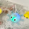 Brinquedos de banho de bebê Spray Water Baoming para crianças Bola de baleia elétrica com música LED de música LED Toy 240415