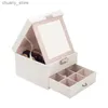 Accessories Packaging Organizers New High Capacity Leather Jewelry Box Travel Jewelry Organizer Multifunction Necklace Earring Ring Storage Bo Y240423 IGFR