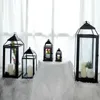 Titulares de vela Black Metal Metal Glass Transparente Parede Geométrica Design Outdoor Candelier Bougeoir Decoração em casa