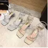 Hot Rhinestone Transparent Sandals Platform Wedges Womens High Sandles Heels Summer Sandal Shoes Mervatile Thick Heel Fairy Bow Roman Flip Flop 240228