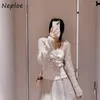 Damen Strick Neploe süßer Blumendruck Schnüre -up Sets Sling Velvet Elegante solide Modeskette Japan Frühling Schöne Anzüge Tops