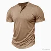 T-shirts masculins T-shirt Men de coton Henry Neck High Elastic Fashion Design Slim Fit Solid T-shirts mâles T-T-T-T-SEURS CHIRT T-SHIRT POUR HOMMES