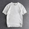 American T -Shirt Herren Retro Gog schwere Baumwoll -Patch Kurzschlärm Runde Hals -Sommerboden -Hemd T -Shirt Solid 240408