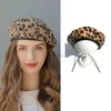 Berets Womens Leopard Print Hat Fashion Beret Vintage Hats Leopard Felt Hat Beanie Girls Cap французские береты с регулируемой веревкой D24417