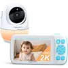 5310 80p Baby Monitor con fotocamera e audio, fotocamera 2K, registrazione video a lungo raggio da 1500 piedi, batteria da 7000 mAh, luce notturna, libro di fiabe MP3 - WiFi abilitato