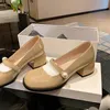 Dress Shoes Krazing Pot Full Grain Leather Slip On Round Toe Med Heels European Design Big Size 43 Mary Janes Pearl Office Lady Women Pumps