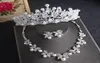 Luxuoso Crystal Leaf Bling Bridal Wedding Jewelry Crown Colar Brincho