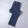 Мужские джинсы Wthinlee Новый бизнес мужская мужская повседневная мода Classic Blue Black Work Denim Брюки мужской бренд одежда D240417