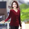 Dames t shirts mom's fluwelen bovenste top lange mouwen t-shirt Chinese stijl veer van middelbare leeftijd en oudere kleding bodem shirt blouse k351