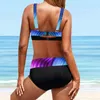 Swimwear féminin 2024 Bikini haute taille féminine sets Summer Gradient Printing Bathing Trots