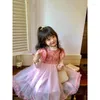 Vestidos femininos de garotas outono rosa rosas suéter vestido princesa vestido infantil halloween manga longa manga longa malha infantil camisa