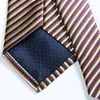 Bow Ties Classic rayé Gold Brown Tie Jacquard Woven Silk 8cm pour hommes pour hommes Business Mariage Party Forme