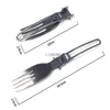 Flatware sets 200 % 3 In 1 buiten camping picknick servies tailles staal draagbare lepel mes mes suit camp keuken#12