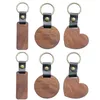 Tornari percorsi in legno PU Leather Keychain per uomini Donne Torchia a sospensione rotonda a forma di cuore per le chiavi Accessori per gioielli D240417