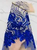 Tissu de dentelle voile africain de luxe Féquette de haute qualité French Sequins French Tulle Couture Net Fabric pour la robe de bal de fête Ly082 240407
