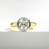 925 Sterling Silver 3 Round Ring Engagement Yellow Color for Women 240417